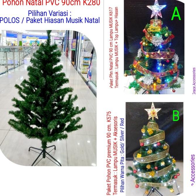 Pohon natal 3 feet 90 cm 1 meter paket set aksesoris natal