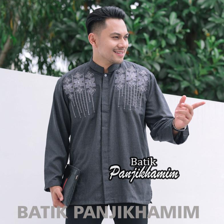 Sale Baju Koko Bordir Lengan Panjang Putih Kemeja Busana Muslim Pria Bahan Katun Adem Batik Panjikhamim Original