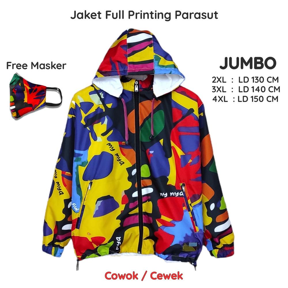 Jaket Parasut Jumbo Wanita pria  Printing  / jaket parasut Big Size / jaket parasut over size pria d