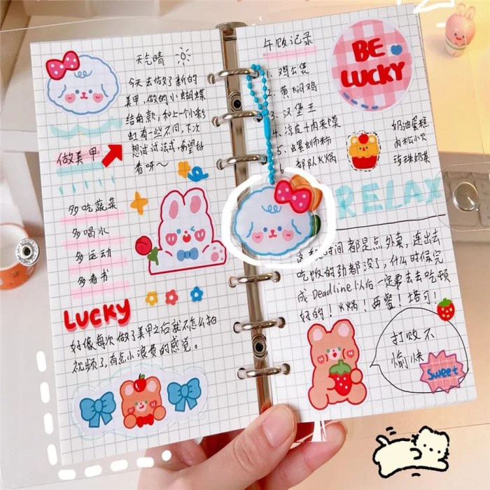 

1 Set Binder A6 Aesthetic Kawai Notebook Journal Cute Daily Planner -45pr