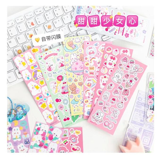 

best seller] Sticker DIY Lucu Aesthetic Glitter Hologram Momo Dan Sanrio Kartun