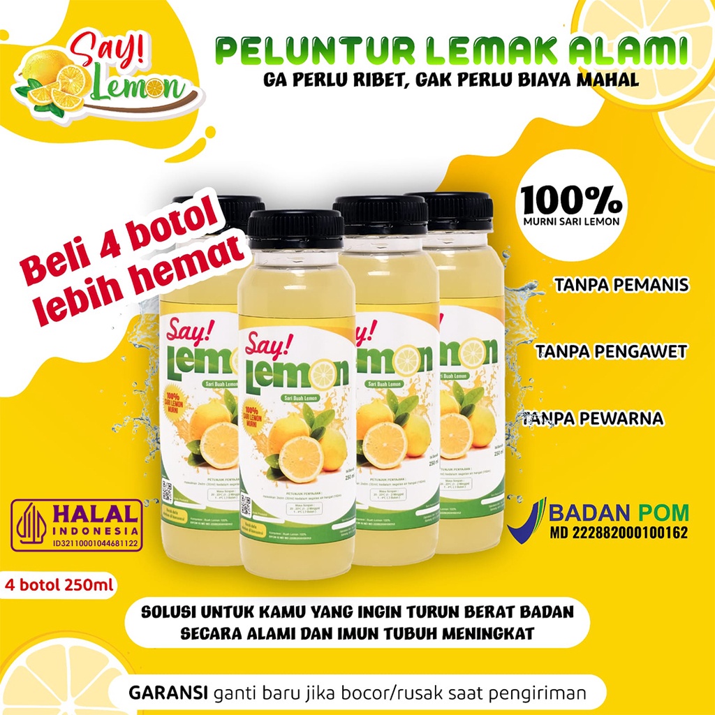 

Saylemon 4 Botol 250 Ml Bpom Sari Jus Air Lemon Peras Murni Fresh Segar Sehat Menyehatkan Daya Tahan