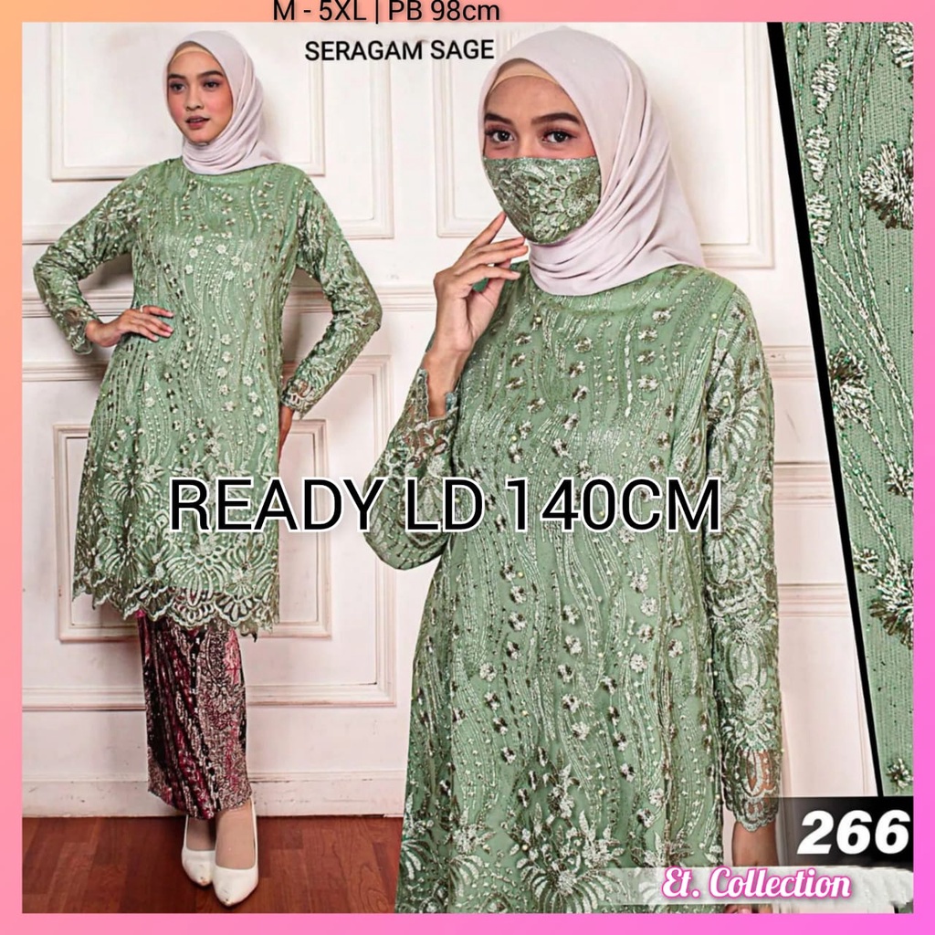 (Free Hijab) Kebaya Jumbo Ld 140 - Dress Pesta Big Size - Setelan Kebaya Jumbo - Kebaya Tunik Ern -