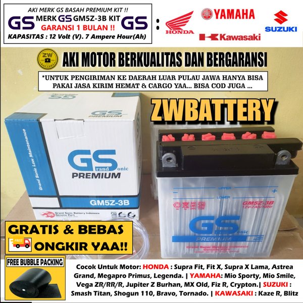 Aki Motor Yamaha Mio Smile -Sporty GS GM5Z-3B KIT