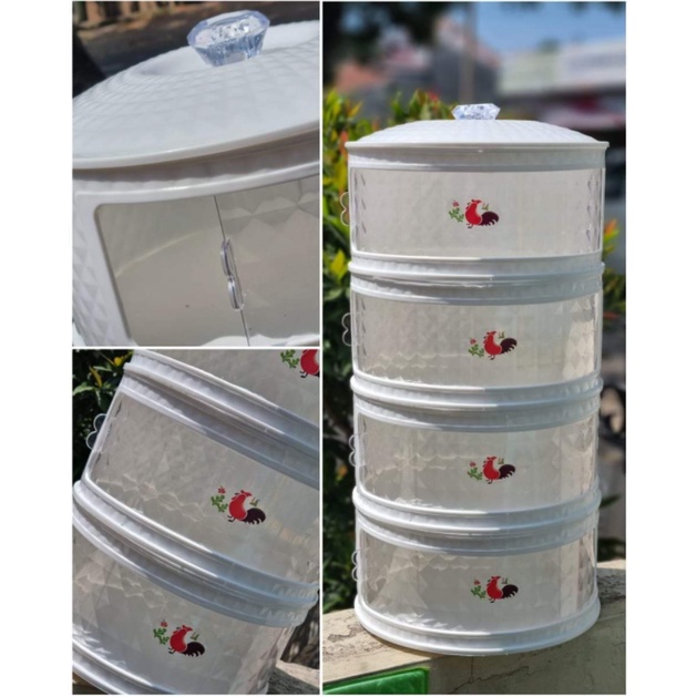 Tudung Saji 4 Tingkat Motif / Tudung Saji Putih / Tudung Saji Ayam Jago