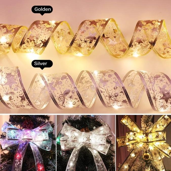 Lampu Pita LED Dekorasi Hiasan Pohon Natal Panjang 5 Meter Motif Renda