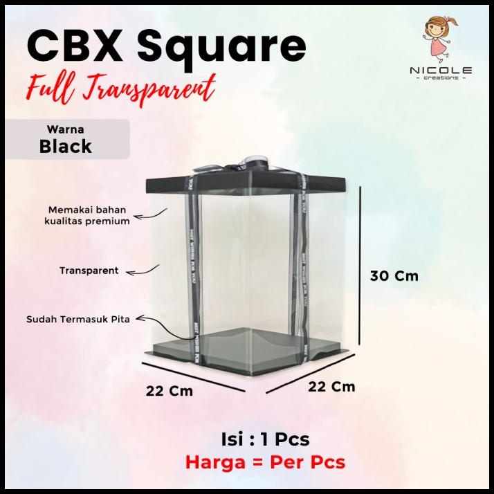 

TERMURAH CAKE BOX FULL TRANSPARANT SQUARE MIKA/ PACKAGING KUE 22X22X30 CM !!!