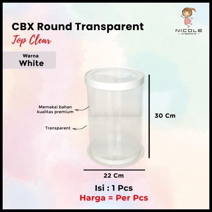 

BEST DEAL CAKE BOX TOP CLEAR ROUND MIKA TRANSPARANT/ PACKAGING KUE 22X22X30 CM
