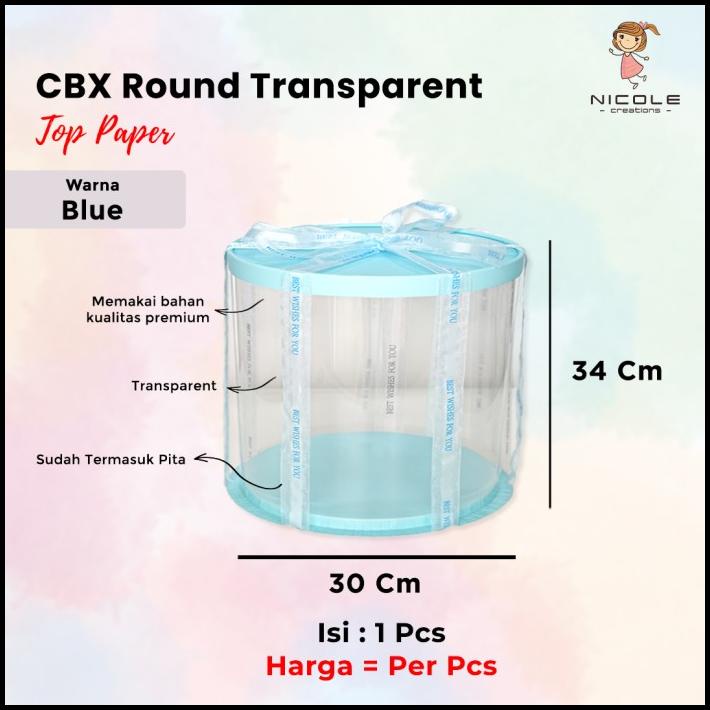 

DISKON CAKE BOX TOP PAPER ROUND MIKA TRANSPARANT/ PACKAGING KUE 30X30X34 CM !!!!!