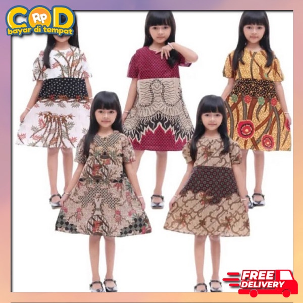 Bj Dress Batik Drese Baju Batek High Quality Gsun Drass Kids Etnik Dres Kid Ghaun Kondangan Bocil Lu