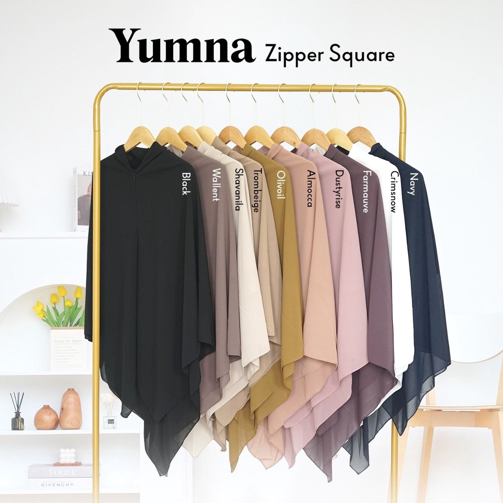 STYLISH HIJAB DAILY Hijab Instan Zipper Square Kerudung Syar'i Kekinian Yumna Zipper Square
