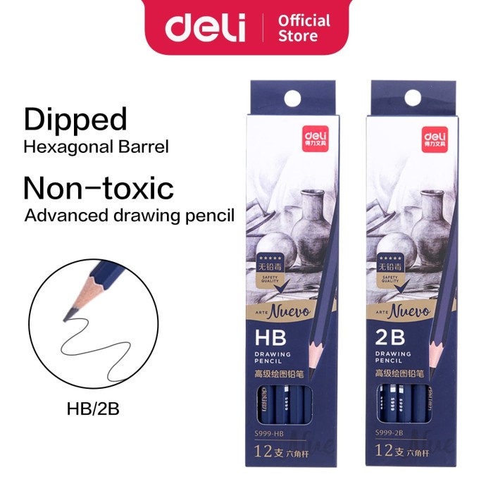 

Promo Deli Drawing Pencil Pensil Gambar 2B-Hb 12Pcs/Box S999