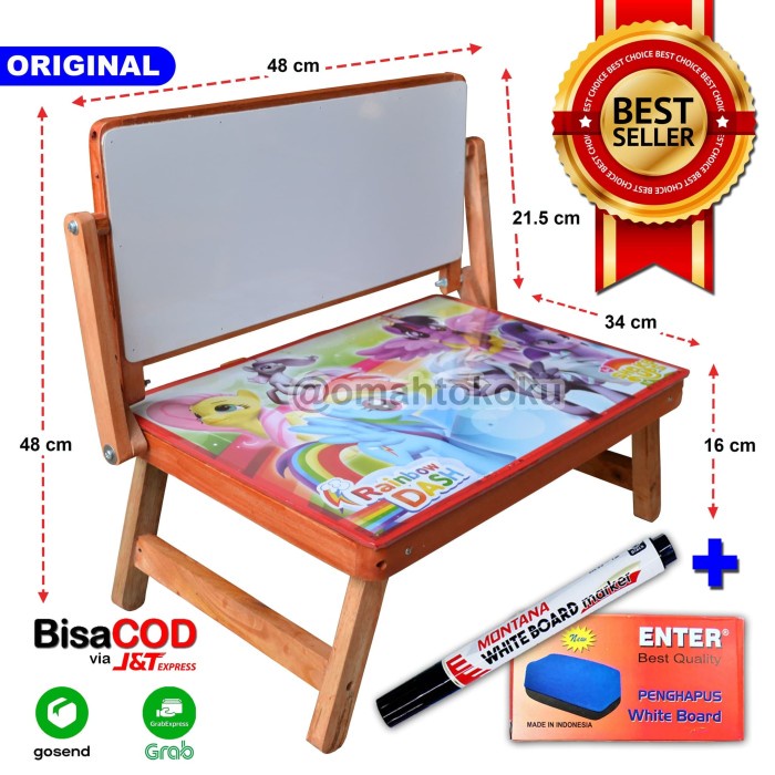 

[Lengkap] Meja Belajar Anak Lipat Karakter Whiteboard + Spidol Hapusan