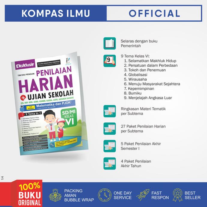 

SALE Buku EKSKLUSIF PENILAIAN HARIAN + UJIAN SEKOLAH SD/MI Kelas 6 KOMPLIT Termurah