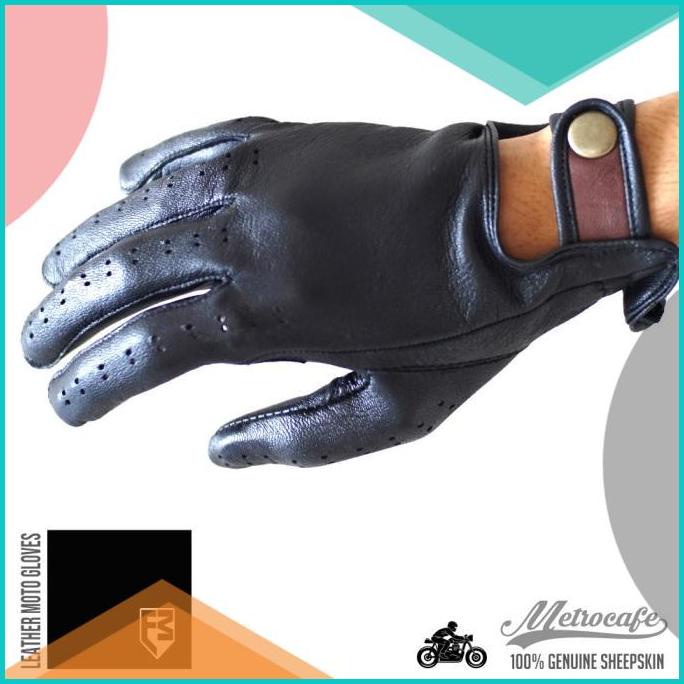Genuine Leather Riding Gloves METROCAFE Sarung Tangan Kulit Slim Fit