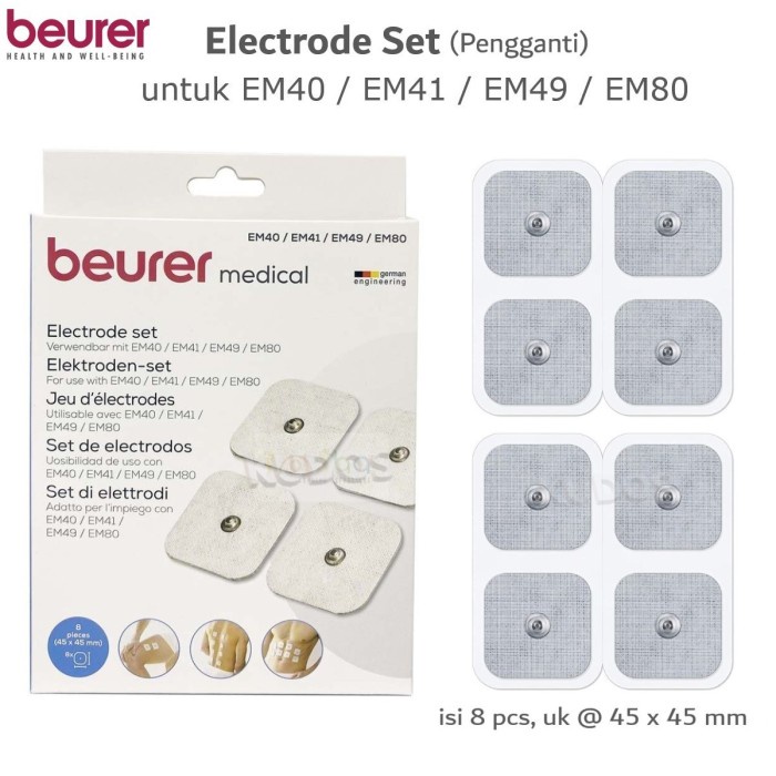 Electrode beurer EM40 / EM41 / EM49 / EM80 - TENS EMS - isi 8 pad Erin MI