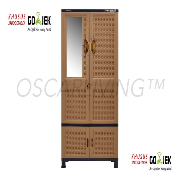Napolly Cabro 81 Lemari Pakaian Plastik-Kaca-COKLAT