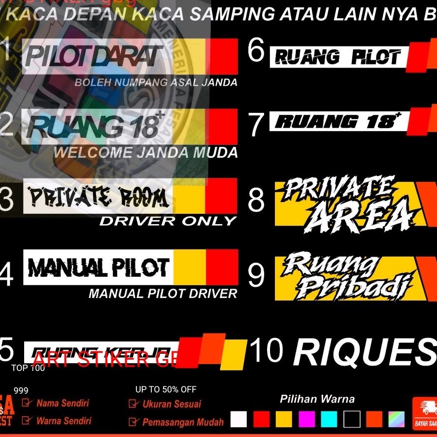 STICKER KACA PINTU/BODY MOBIL TRUCK/PICK UP/L300