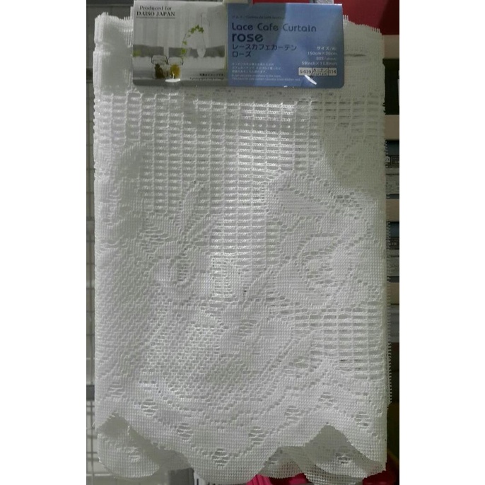 Daiso Cafe Window Lace Curtain Tirai Jendela Toko Gordyn Renda