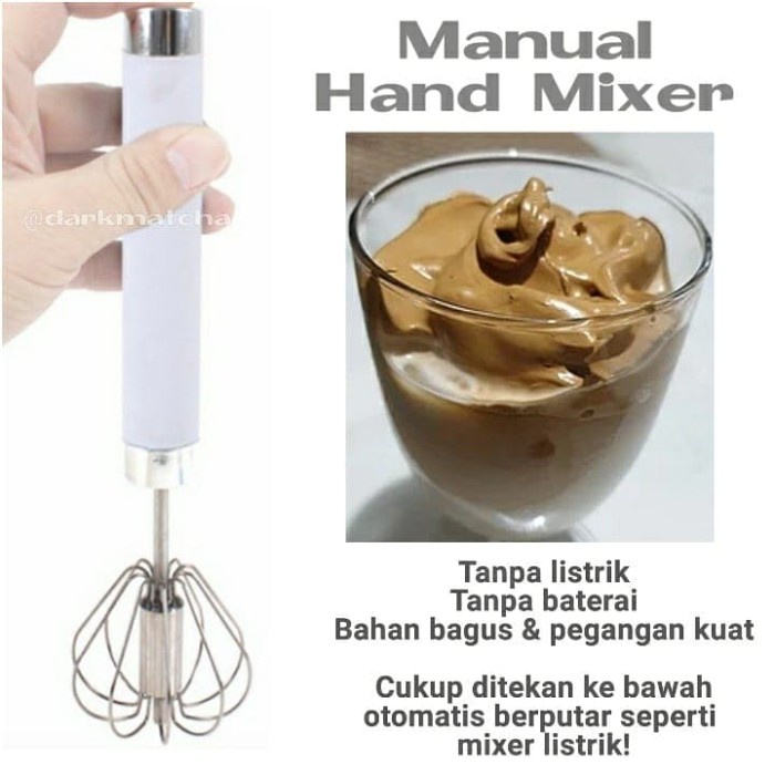 Denimb Hand Mixer Manual Pengocok Adonan Kue Mini Mixer Tanpa Listrik Whisk