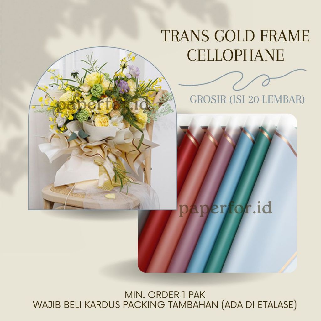 

GROSIR Kertas Buket Bunga TRANS GOLD FRAME (TGF) isi 20 Lembar