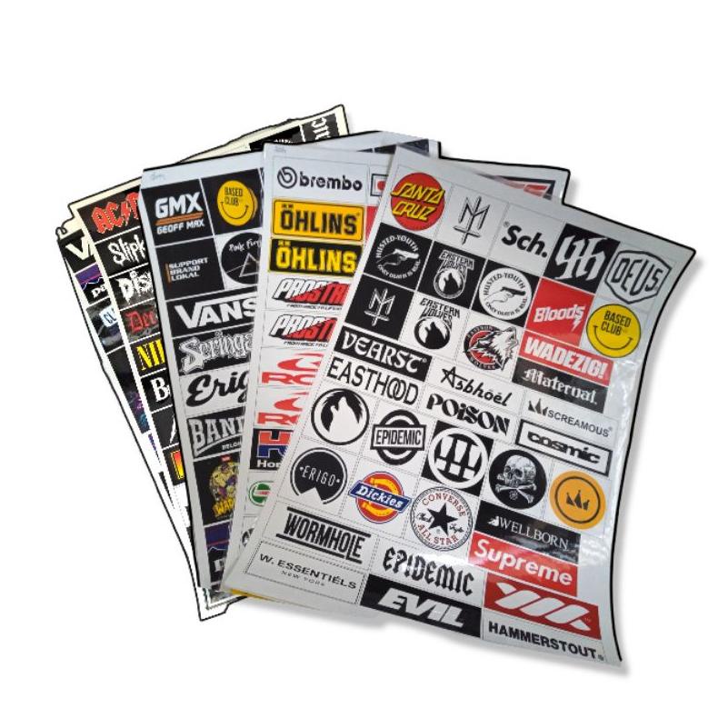 

Murah Stiker Anti Air Perlembar Brand,Racing,Band,One Piece Sale