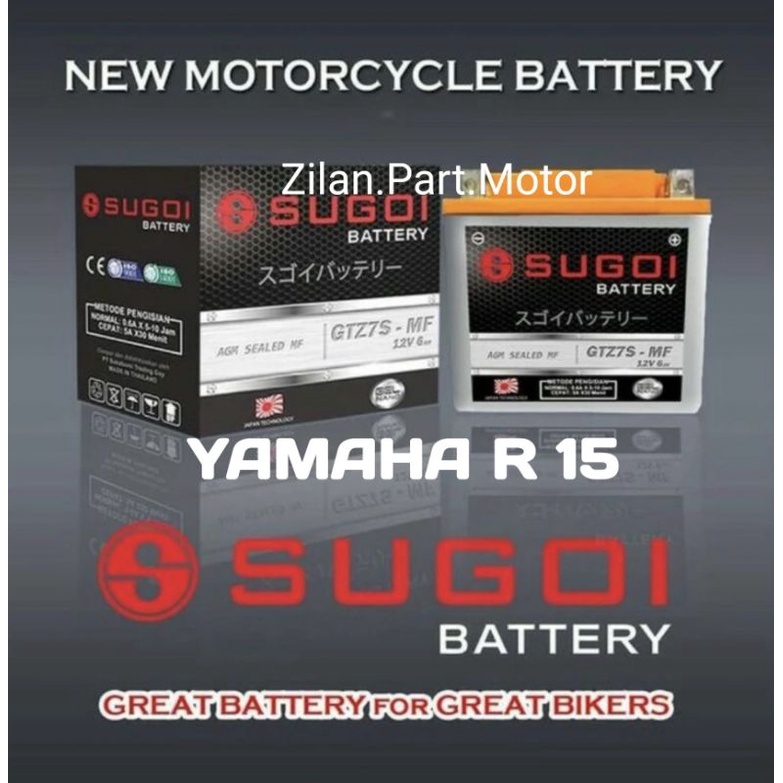 Aki kering sugoi tipe gtz7s mf, for yamaha R 15. lisensi jepang