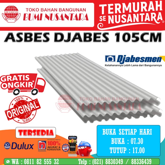 ASBES DJABES GELOMBANG KECIL 14 GELOMBANG LEBAR 105CM TEBAL 4CM