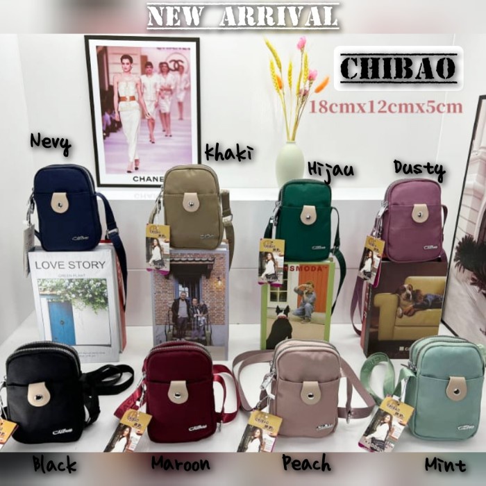 TAS SLEMPANG HP WANITA ORI CHIBAO KANVAS 3Ruang ORIGINAL 100%