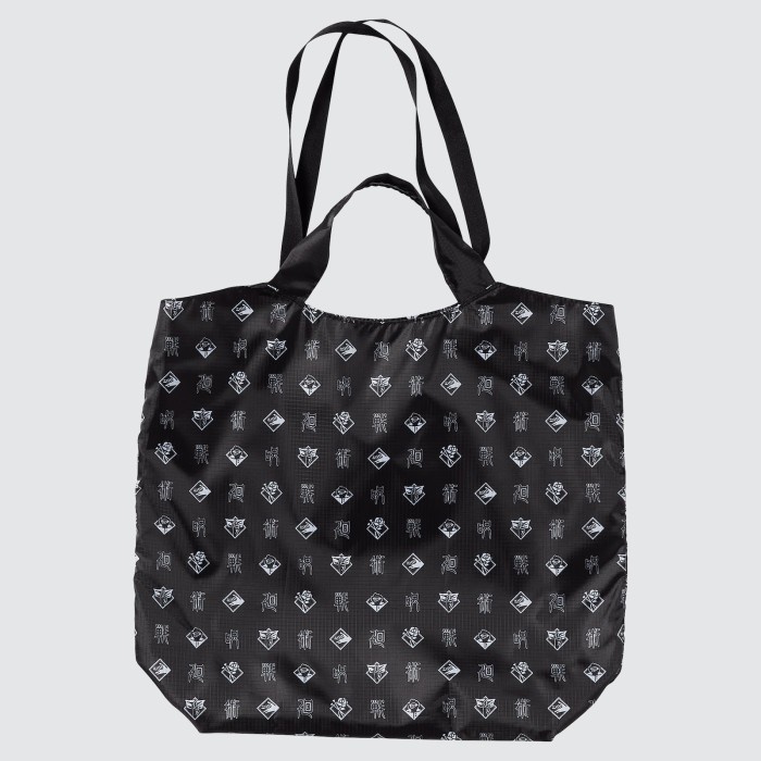 UNIQLO Anime Tas Saku Jujutsu Kaisen JJK Pocketable Tote Bag - Black ORIGINAL 100%