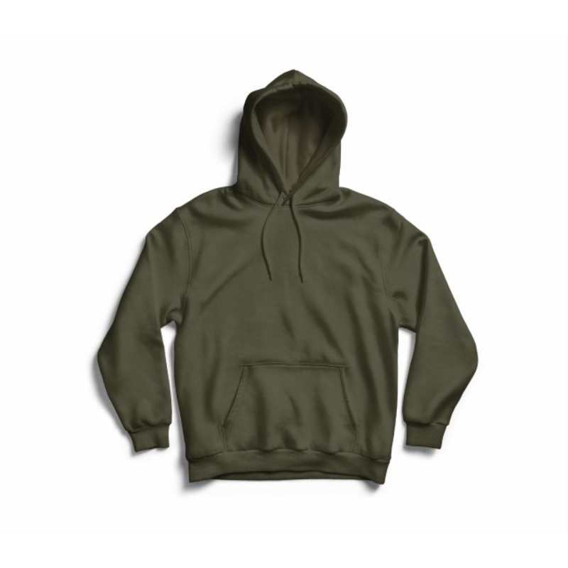 Gadabang Hoodie Basic Pria Katun Fleece Hijau Army