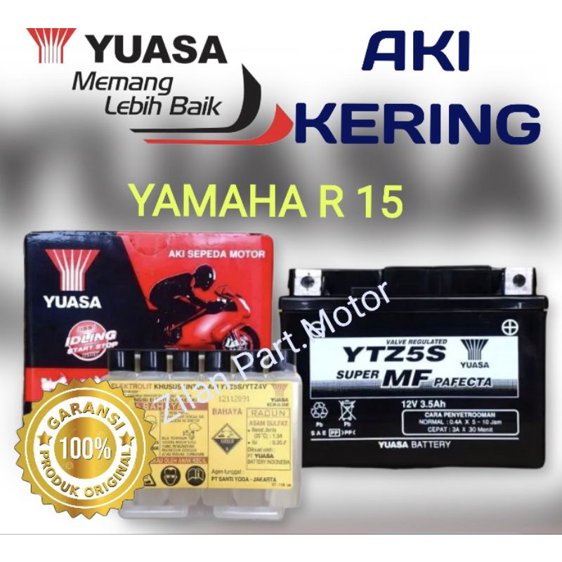 Aki kering yuasa for honda yamaha R 15. 100% original type ytz5s