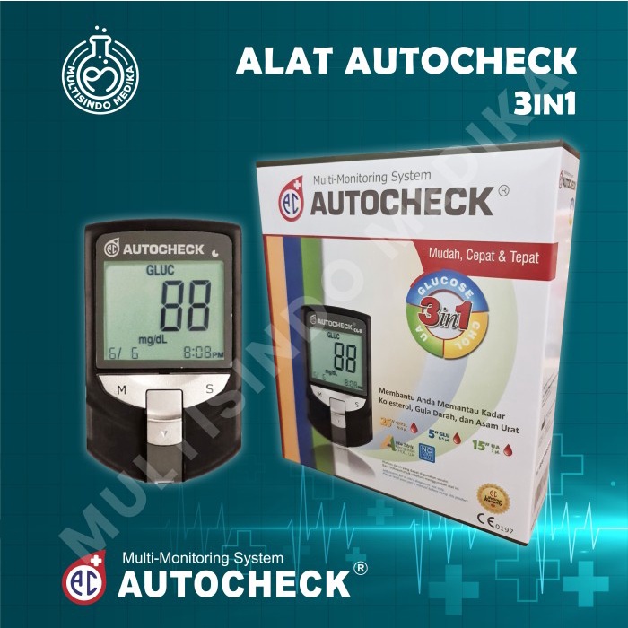 NEW ALAT AUTOCHECK 3 IN 1 / GCU / GULA / KOLESTEROL /ASAM URAT ORIGINAL TERBARU
