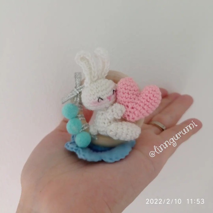 Rya Amigurumi Boneka Rajut Kelinci - Cute Mini Bunny With Coaster Flower