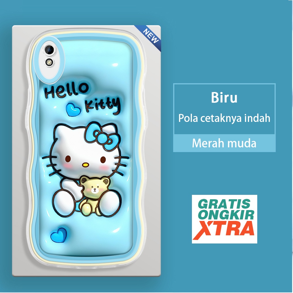 jinsouwe Redmi 6 6A 7 8 8A K40S 9A 9C 10A 9T 10C 10 5G Casing Ponsel  hello kitty memeluk beruang 3D