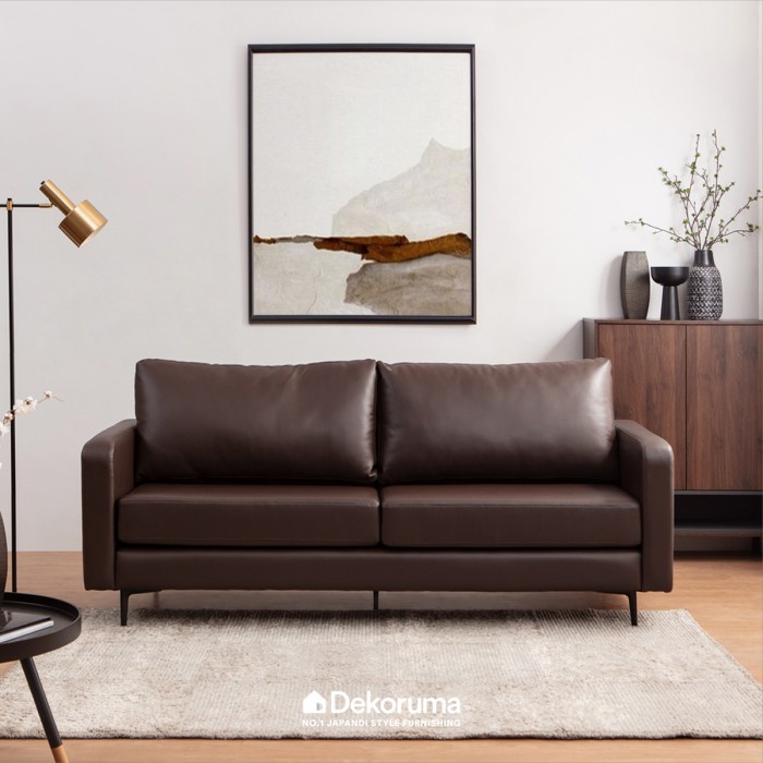 Promo Dekoruma Taka Sofa Tamu Kulit 3 Dudukan / Sofa 3 Seater - Cokelat Tua