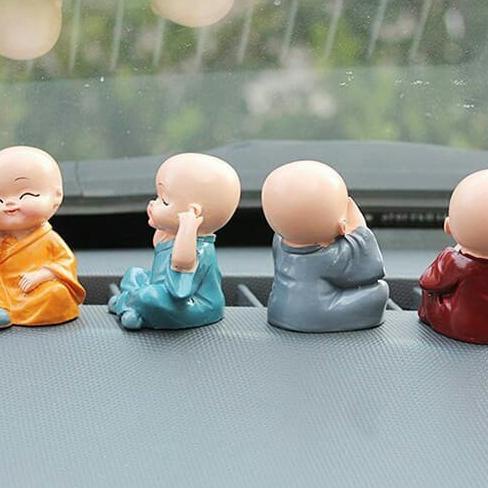 4 pcs patung budha miniatur biksu mini dekorasi rumah atau mobil