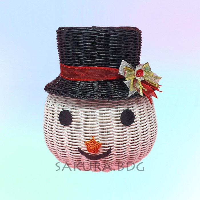 

DISKON MURAH K97M - Keranjang rotan kepala snowman 18-22x26cm natal christmas kado BERRY30.JAYA