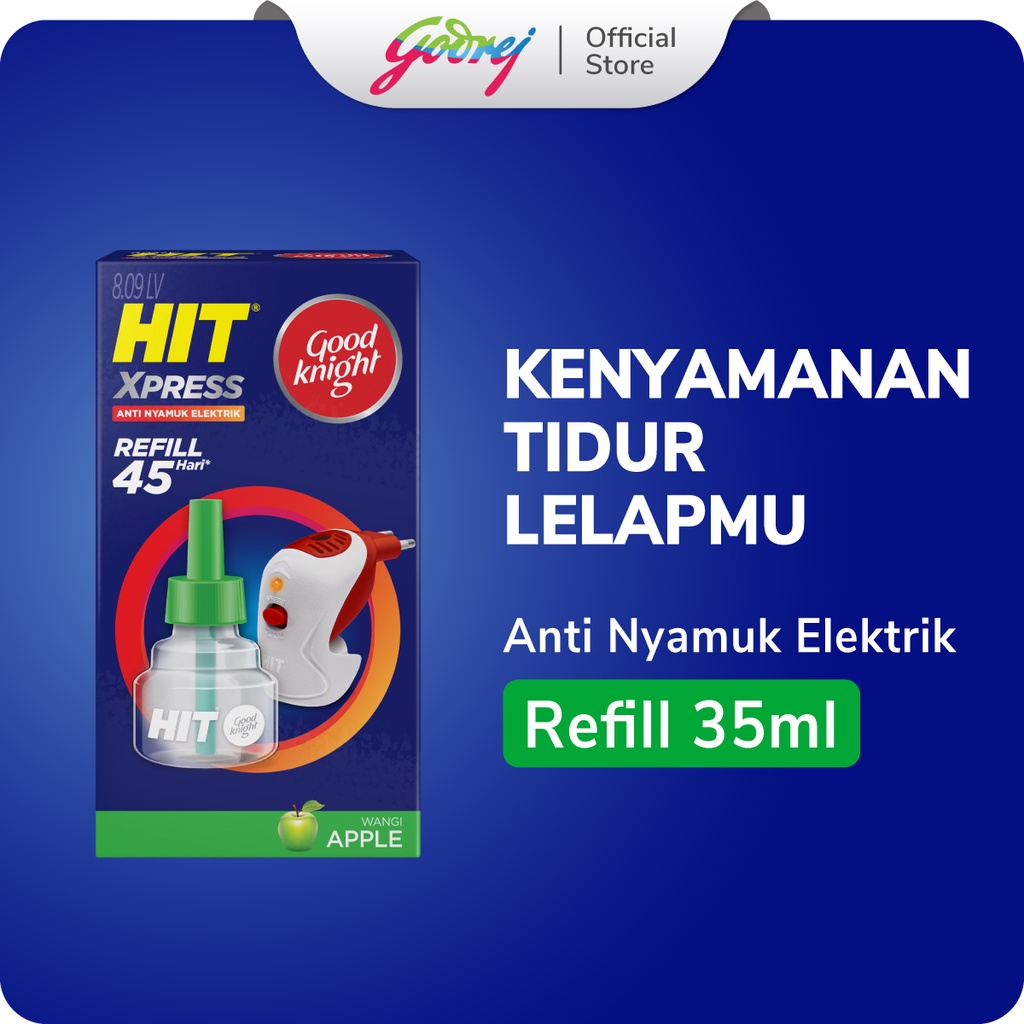 Hit Good Knight Xpress Refill Apple 45 Hari - Refill Obat Nyamuk Elektrik - Bunuh Nyamuk Penyebab De