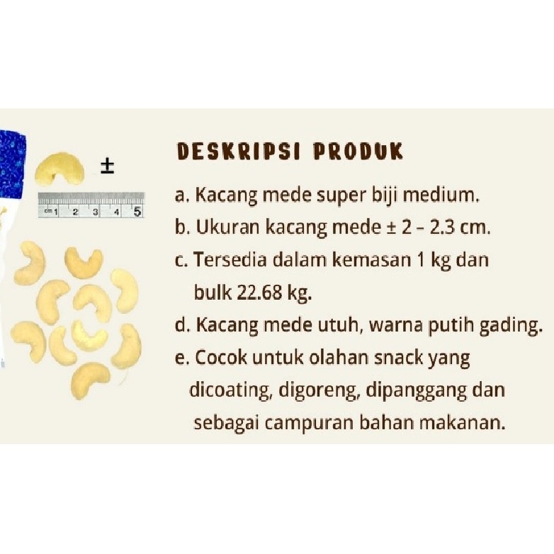 

1000Gr Roasted Kacang Mede Utuh Size Sedang - Besar Mete Sulawesi - Oven - Cashew - Matang