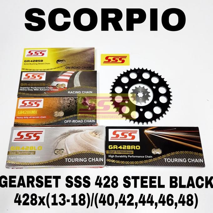 Girset Sss 428 Steel Black Scorpio Rantai Sss H Hsbt Hmx Lo Ro O-Ring