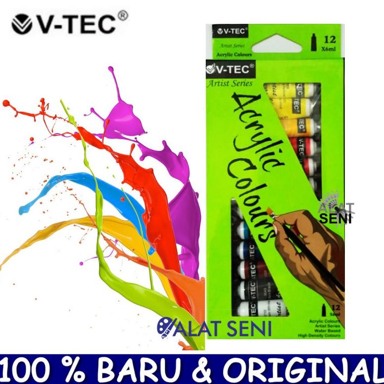 

New Cat Akrilik / V-Tec Acrylic Colours 6 Ml / V-Tec Cat Akrilik 12 Warna / Acrylic V-tec 12 Warna Cat Akrilik Vtec ,.