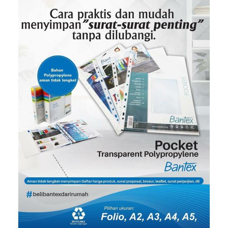 

Terbaik! Bantex PP Pocket File Sheet Protector A4 20 Lembar ~