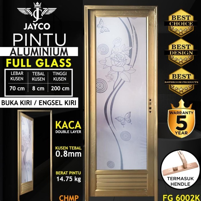 Terbaru Jayco Pintu Kamar Mandi Aluminium Premium Full Glass Champ Promo Terlaris