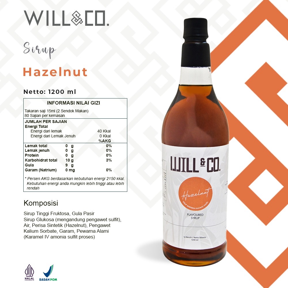 

Sirup Hazelnut Will&Co 1.2 Liter