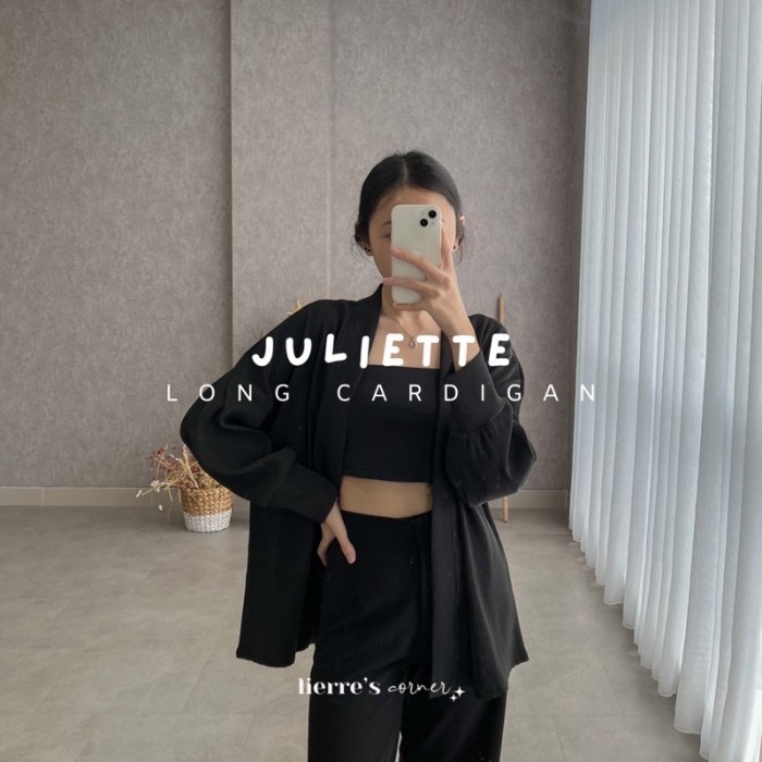 JULIETTE LONG CARDIGAN - KNIT BASIC OUTER MINI PLEATS CARDI KIMONO
