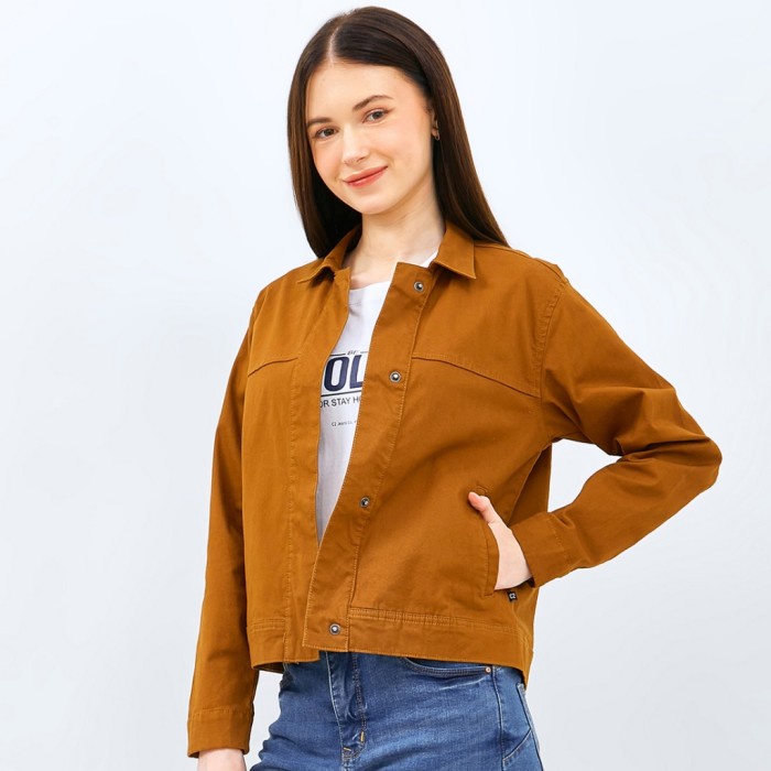 C2 KIERAN BROWN CROP OUTER WANITA