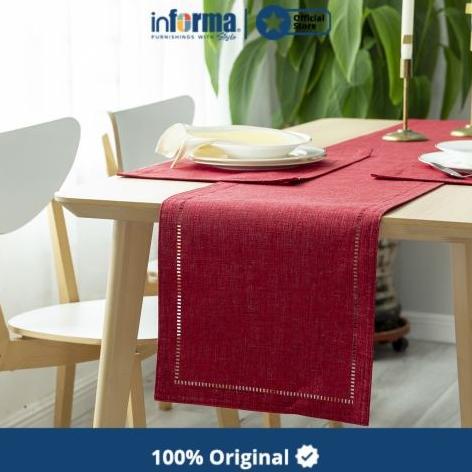 Informa - Table Runner 33x160cm Eyelet - Merah Maroon