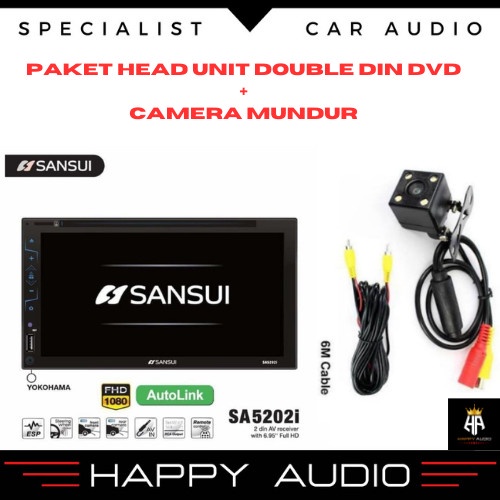 Ready Paket Camera Mundur + Head Unit 2Din Dvd Sansui 5202 I Yokohama Ori New Original