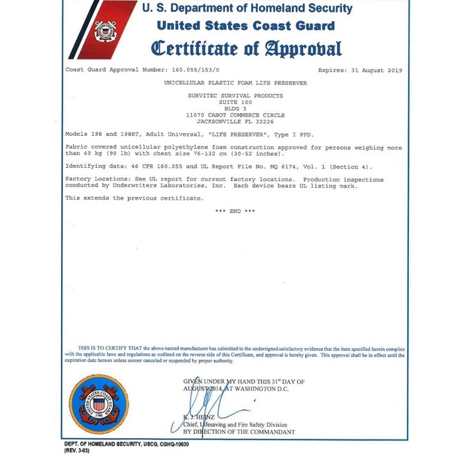 Safety Life Jacket Imperial Usa 198Rt, Basic Offshore Pfd (Pelampung)